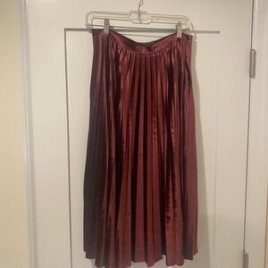 Velvet Pleated Midi Skirt